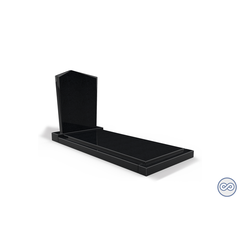 Grafsteenwinkel Staande grafsteen model 'Modern' met afdekplaat in de kleur Zwart Graniet