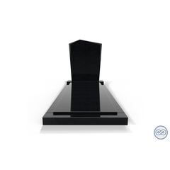 Grafsteenwinkel Staande grafsteen model 'Modern' met afdekplaat in de kleur Zwart Graniet