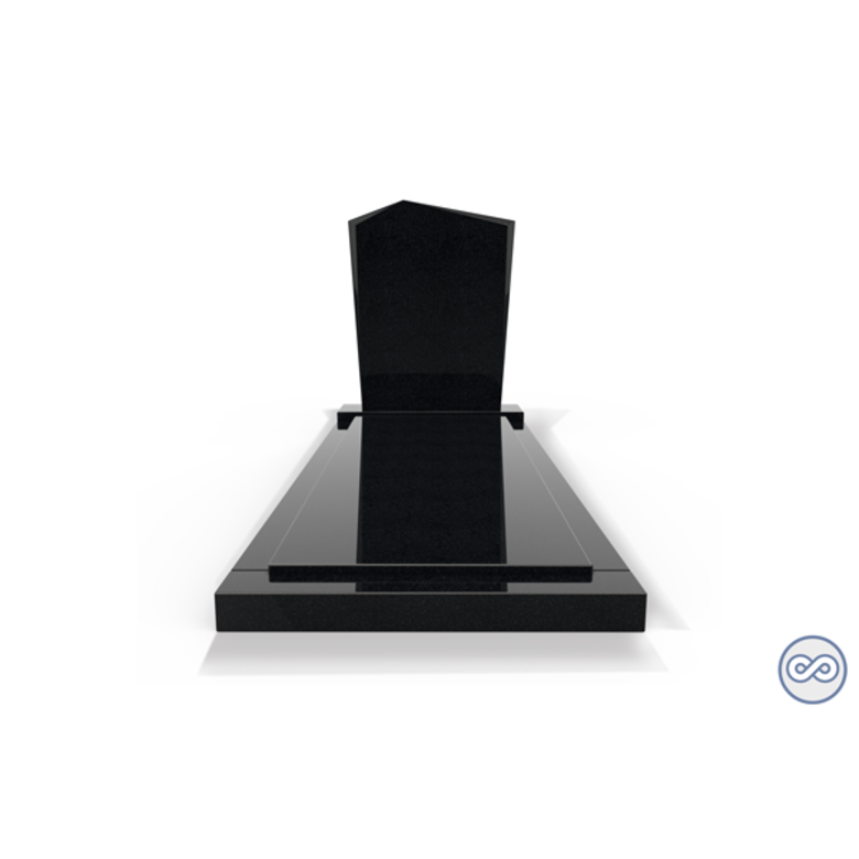 Grafsteenwinkel Staande grafsteen model 'Modern' met afdekplaat in de kleur Zwart Graniet