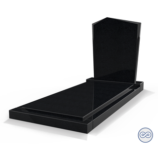 Grafsteenwinkel Staande grafsteen Modern met afdekplaat Zwart Graniet