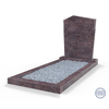 Staande grafsteen model 'Modern' met omranding en licht grind in de kleur Himalaya Blue
