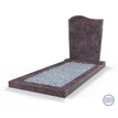 Grafsteenwinkel Staande grafsteen model 'Golf' met omranding en licht grind in de kleur Himalaya Blue