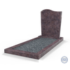 Staande grafsteen model 'Golf' met omranding en donker grind in de kleur Himalaya Blue