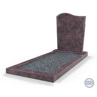 Grafsteenwinkel Staande grafsteen Golf met omranding en donker grind Himalaya Blue