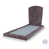 Staande grafsteen model 'Toog' met omranding en licht grind in de kleur Himalaya Blue