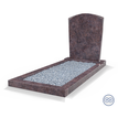 Grafsteenwinkel Staande grafsteen model 'Toog' met omranding en licht grind in de kleur Himalaya Blue
