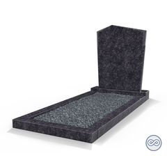 Grafsteenwinkel Staande grafsteen model 'Modern' met omranding en donker grind in de kleur Steel Grey