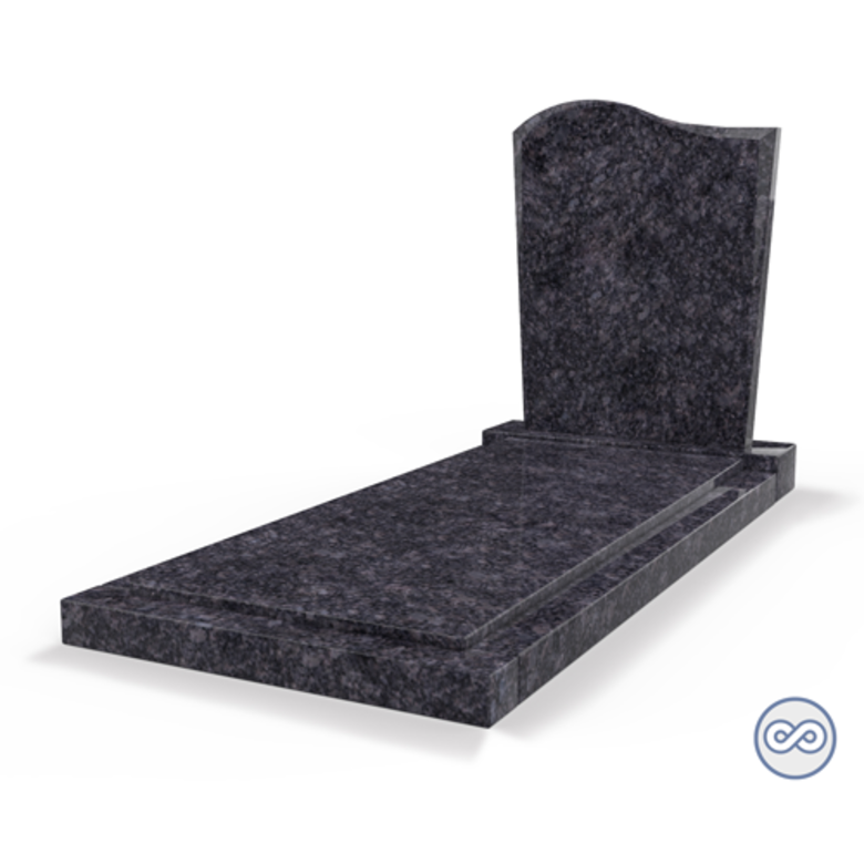 Grafsteenwinkel Staande grafsteen model 'Golf' met afdekplaat in de kleur Steel Grey
