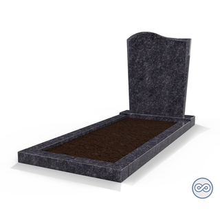 Grafsteenwinkel Staande grafsteen Golf met omranding en grond Steel Grey