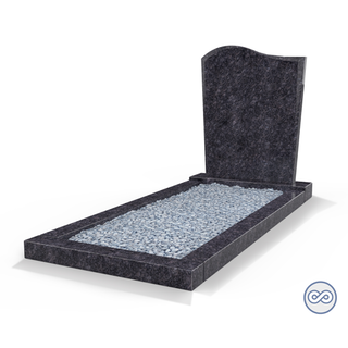 Grafsteenwinkel Staande grafsteen Golf met omranding en licht grind Steel Grey