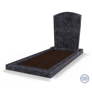 Grafsteenwinkel Staande grafsteen Toog met omranding en grond Steel Grey