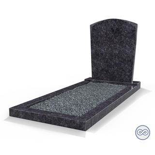 Grafsteenwinkel Staande grafsteen Toog met omranding en donker grind Steel Grey