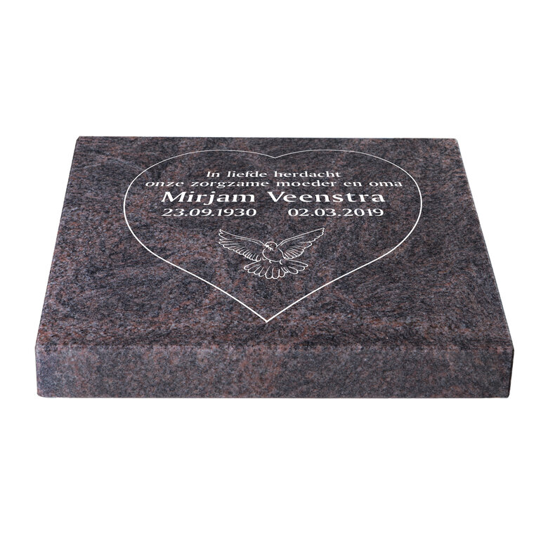 Grafsteenwinkel Liggende grafsteen 'Himalaya Blue' hartvorm