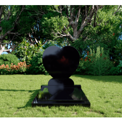 Grafsteenwinkel Staande grafsteen 'Hartmodel' met afdekplaat in de kleur Zwart Graniet