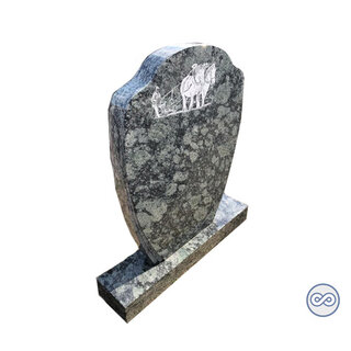 Grafsteenwinkel Staande grafsteen met gravure paard