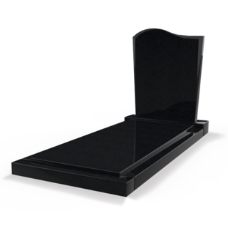 Grafsteenwinkel Staande grafsteen Golf met afdekplaat Zwart Graniet