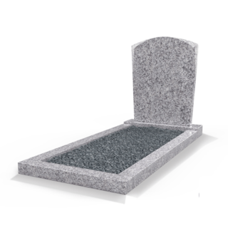 Grafsteenwinkel Staande grafsteen Toog met omranding en donker grind Glittery White
