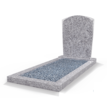 Grafsteenwinkel Staande grafsteen model 'Toog' met omranding en licht grind in de kleur Glittery White