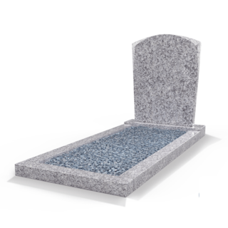 Grafsteenwinkel Staande grafsteen Toog met omranding en licht grind Glittery White