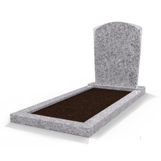 Grafsteenwinkel Staande grafsteen Toog met omranding en grond Glittery White