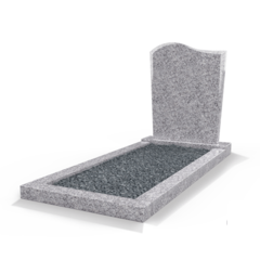 Grafsteenwinkel Staande grafsteen model 'Golf' met omranding en donker grind in de kleur Glittery White