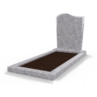 Grafsteenwinkel Staande grafsteen Golf met omranding en grond Glittery White