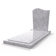 Grafsteenwinkel Staande grafsteen model 'Golf' met afdekplaat in de kleur Glittery White