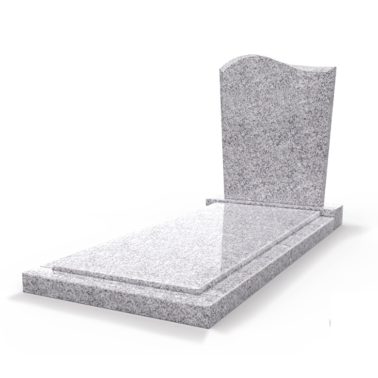 Grafsteenwinkel Staande grafsteen model 'Golf' met afdekplaat in de kleur Glittery White