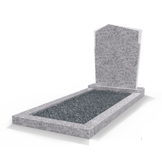 Grafsteenwinkel Staande grafsteen Modern met omranding en donker grind Glittery White