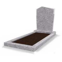 Grafsteenwinkel Staande grafsteen model 'Modern' met omranding en grond in de kleur Glittery White