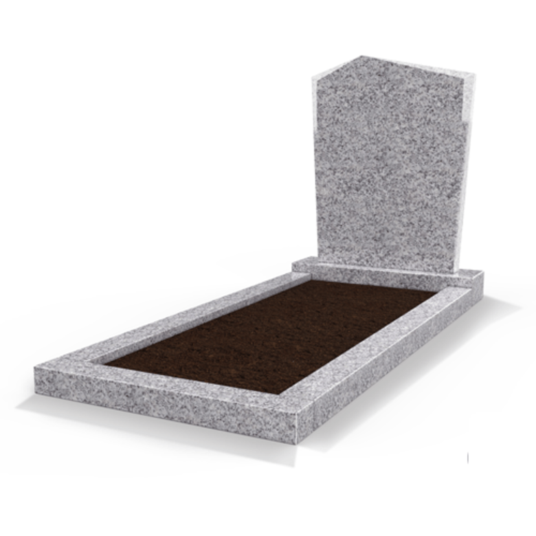 Grafsteenwinkel Staande grafsteen model 'Modern' met omranding en grond in de kleur Glittery White