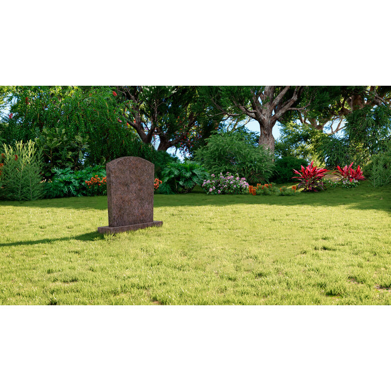 Grafsteenwinkel Staande grafsteen model 'Toog' letterplaat in de kleur Himalaya Blue