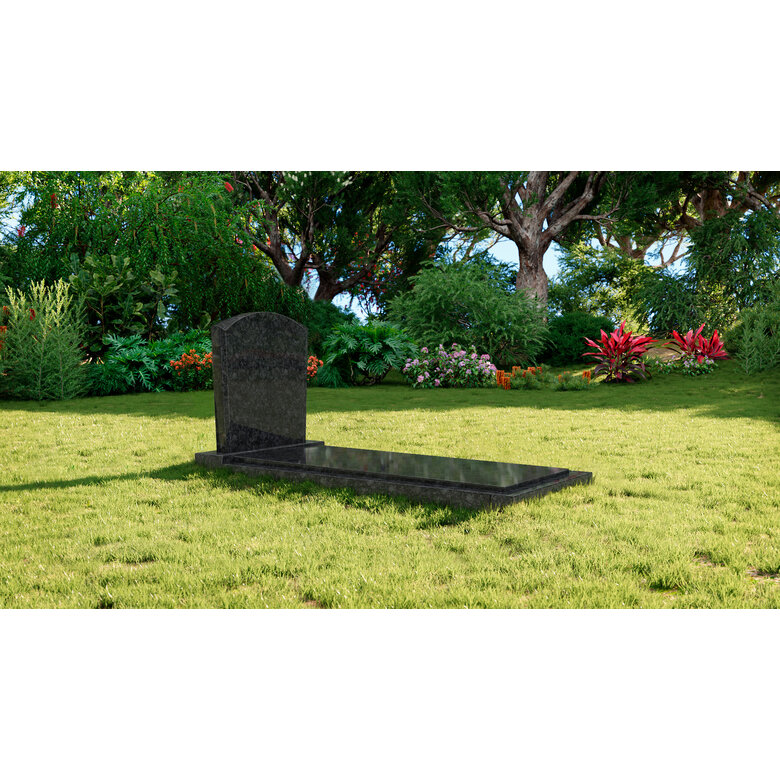 Grafsteenwinkel Staande grafsteen model 'Toog' met afdekplaat in de kleur Steel Grey