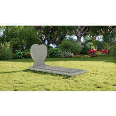 Grafsteenwinkel Staande grafsteen 'Hartmodel' met afdekplaat in de kleur Glittery White