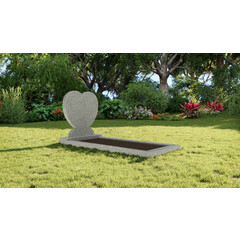 Grafsteenwinkel Staande grafsteen 'hartmodel' met omranding en grond in de kleur Glittery White