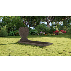 Grafsteenwinkel Staande grafsteen 'hartmodel' met omranding en grond in de kleur Himalaya Blue