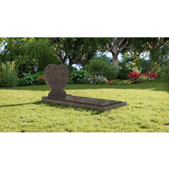 Grafsteenwinkel Staande grafsteen 'Hartmodel' met afdekplaat in de kleur Himalaya Blue