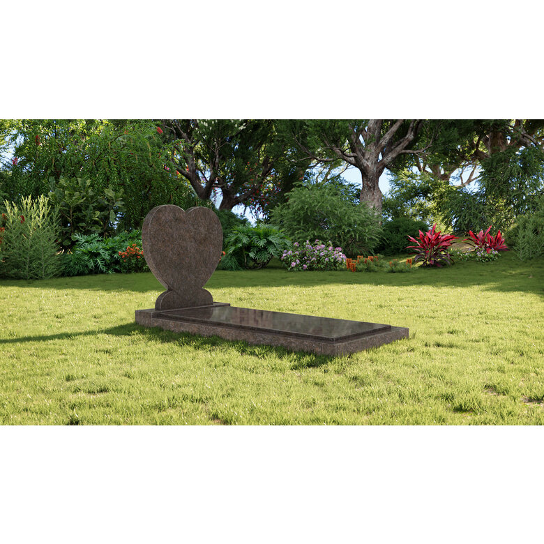 Grafsteenwinkel Staande grafsteen 'Hartmodel' met afdekplaat in de kleur Himalaya Blue