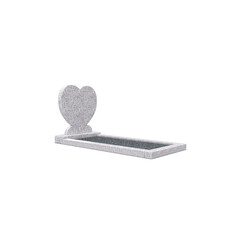 Grafsteenwinkel Staande grafsteen 'hartmodel' met omranding en donker grind in de kleur Glittery White