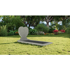 Grafsteenwinkel Staande grafsteen 'hartmodel' met omranding en donker grind in de kleur Glittery White