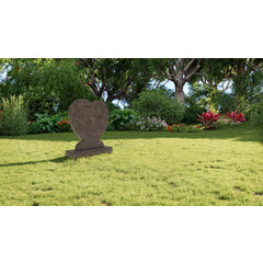 Grafsteenwinkel Staande grafsteen 'hartmodel' letterplaat in de kleur Himalaya Blue