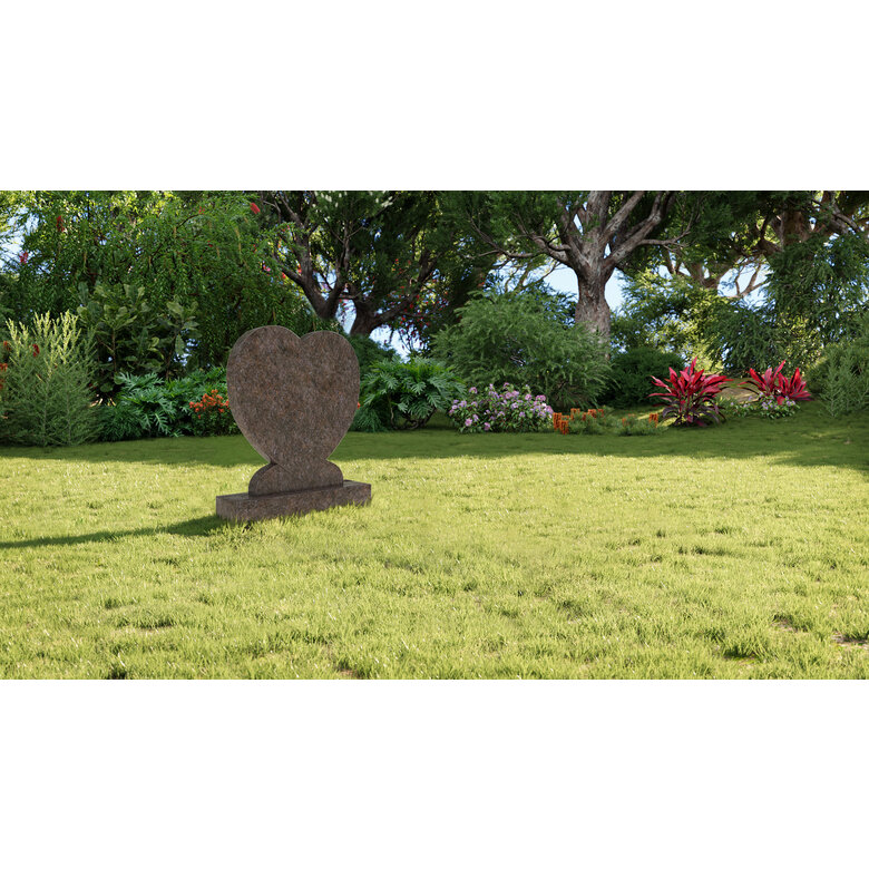 Grafsteenwinkel Staande grafsteen 'hartmodel' letterplaat in de kleur Himalaya Blue