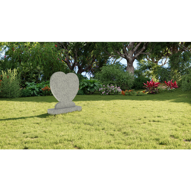 Grafsteenwinkel Staande grafsteen 'hartmodel' letterplaat in de kleur Glittery White