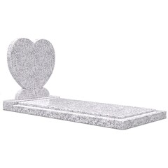 Grafsteenwinkel Staande grafsteen 'Hartmodel' met afdekplaat in de kleur Glittery White