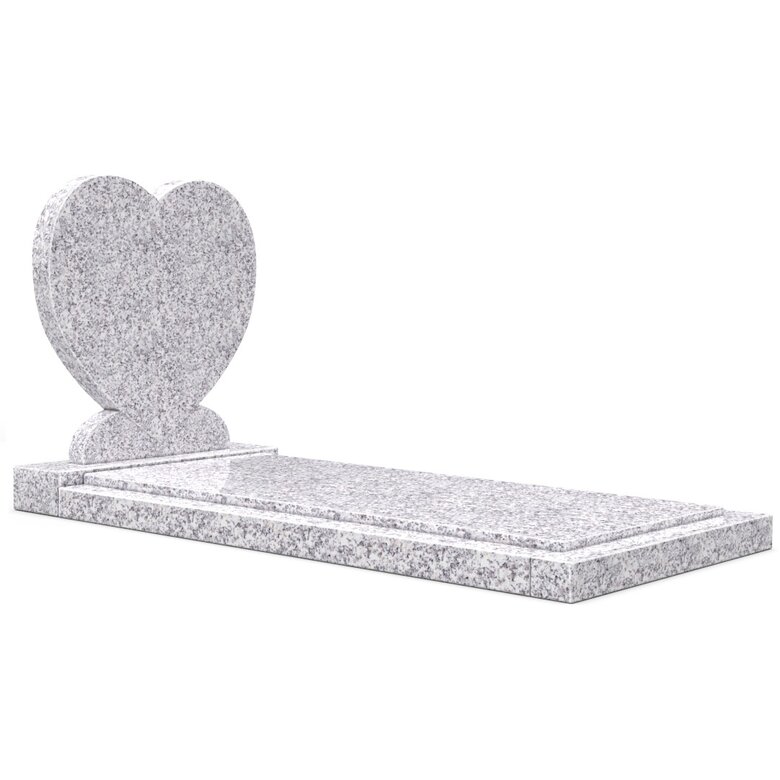 Grafsteenwinkel Staande grafsteen 'Hartmodel' met afdekplaat in de kleur Glittery White