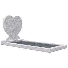 Grafsteenwinkel Staande grafsteen 'hartmodel' met omranding en donker grind in de kleur Glittery White