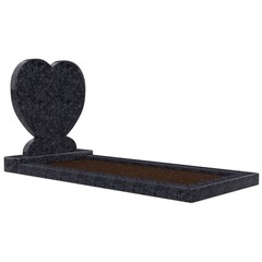 Grafsteenwinkel Staande grafsteen 'hartmodel' met omranding en grond in de kleur Steel Grey