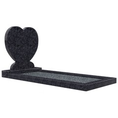 Grafsteenwinkel Staande grafsteen 'hartmodel' met omranding en donker grind in de kleur Steel Grey