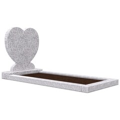 Grafsteenwinkel Staande grafsteen 'hartmodel' met omranding en grond in de kleur Glittery White