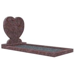 Grafsteenwinkel Staande grafsteen 'hartmodel' met omranding en donker grind in de kleur Himalaya Blue